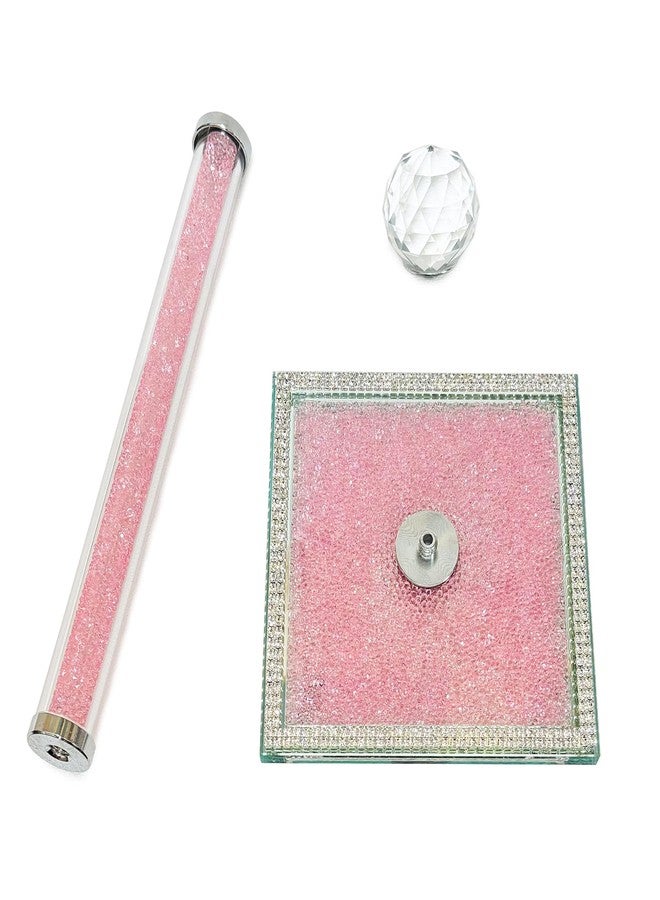 Qiuhome Crystal Paper Towel Holder Countertop Bling Pink Paper Towel Holder Stand - Image 5